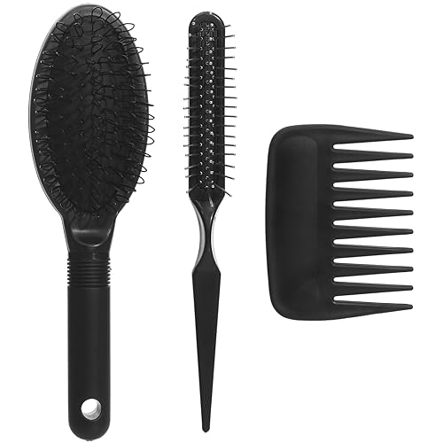 obeoby Juego de 3 peines de cepillo para peluca, cepillo para peluca, extensión de cabello de dientes anchos y peines de borde para pelucas humanas
