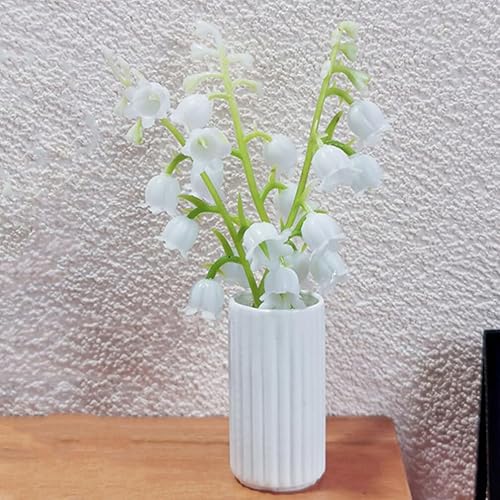 Miniatura 9 de 2 piezas de orquídeas artificiales blancas con jarrón, mini orquídeas falsas en maceta, flores falsas de tacto real, orquídeas falsas falsas de