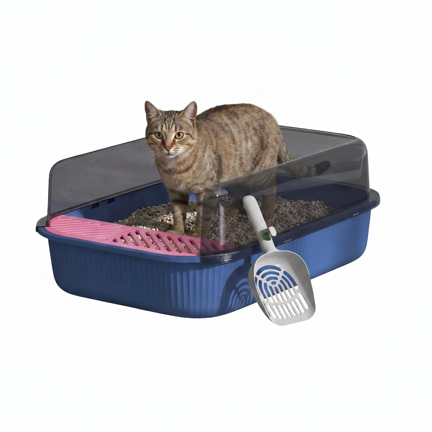 PAWSWARE Medium Cat Litter Tray, Ragdoll Blue