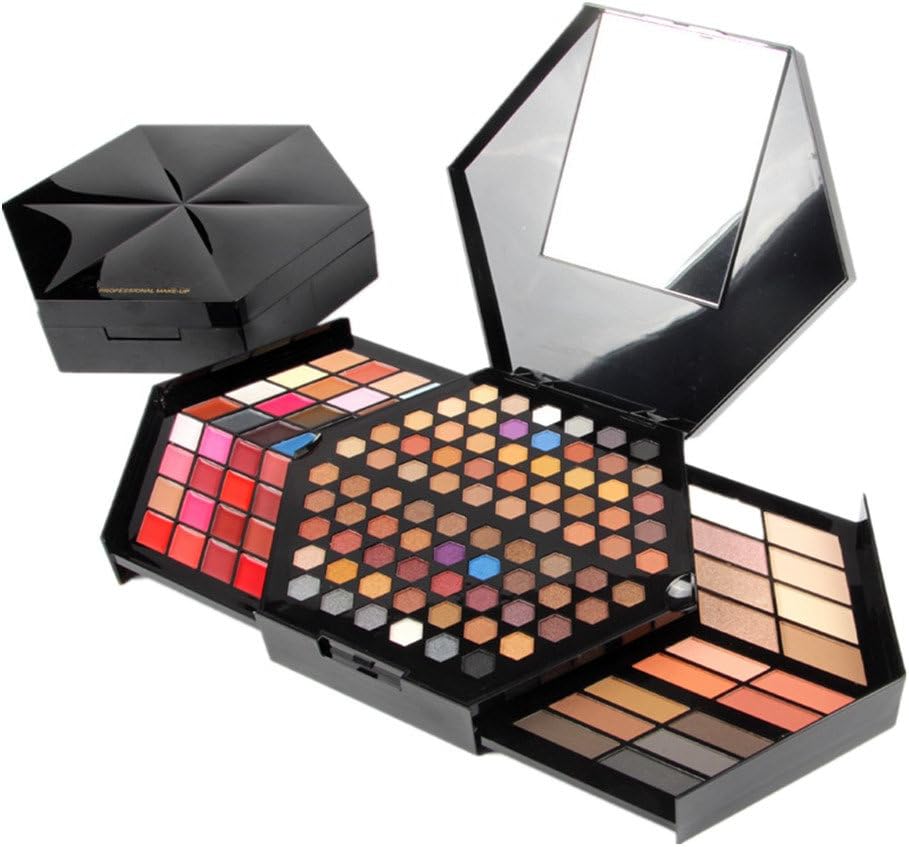 Pure Vie® Professional Hexagon 130 Colours Eyeshadow Concealer Blush Lip Gloss Palette Makeup Contouring Kit - Ideal for Professional and Daily Use