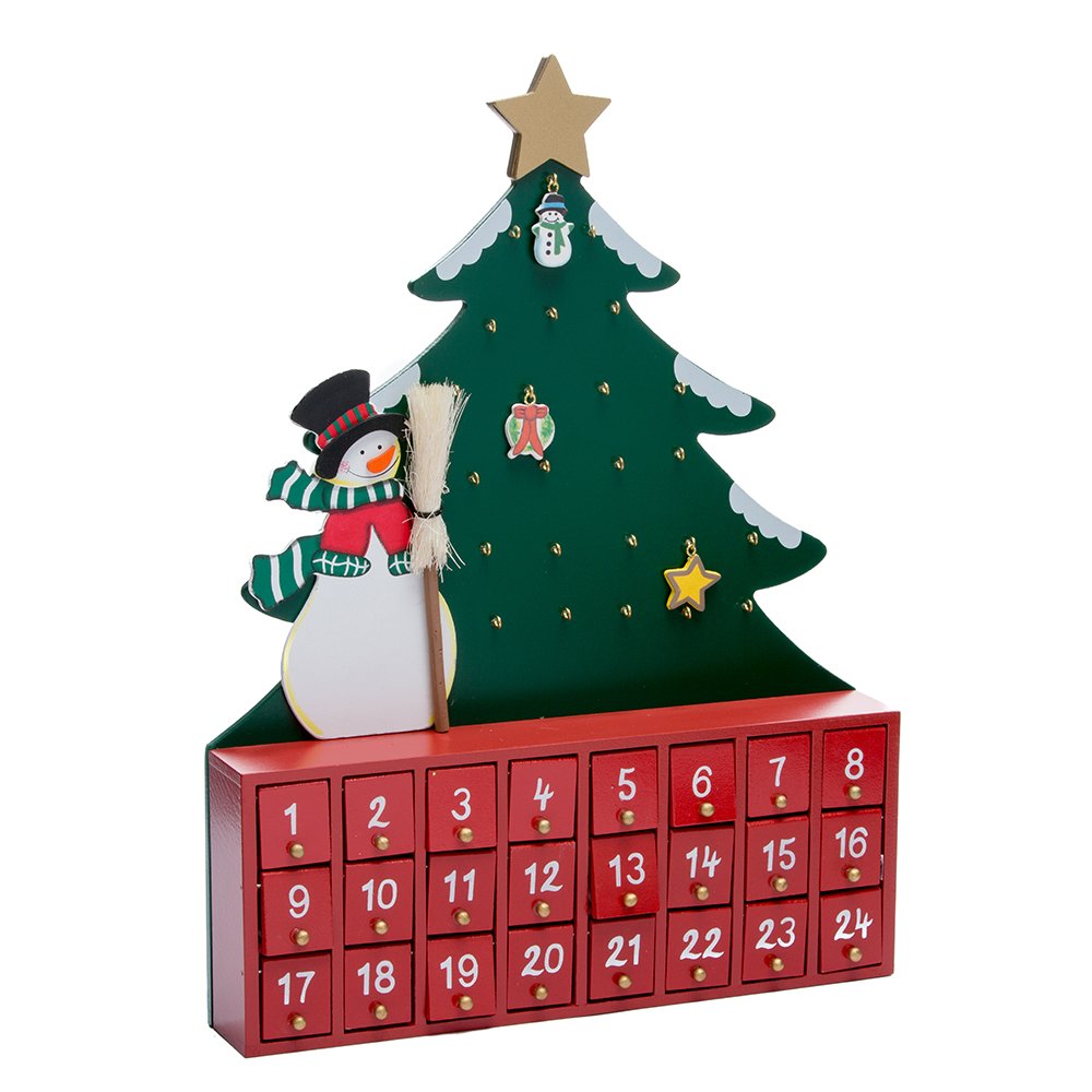 Amazon.com: Kurt Adler Wooden Snowman with Tree Advent Calendar : Home &  Kitchen