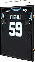 IHEIPYE Lockable Jersey Display Case Shadow Box - UV Protection Acrylic Frame with Hanger & Pins for 2XL Sports Jerseys, Football, Baseball, Basketball - Black Wood