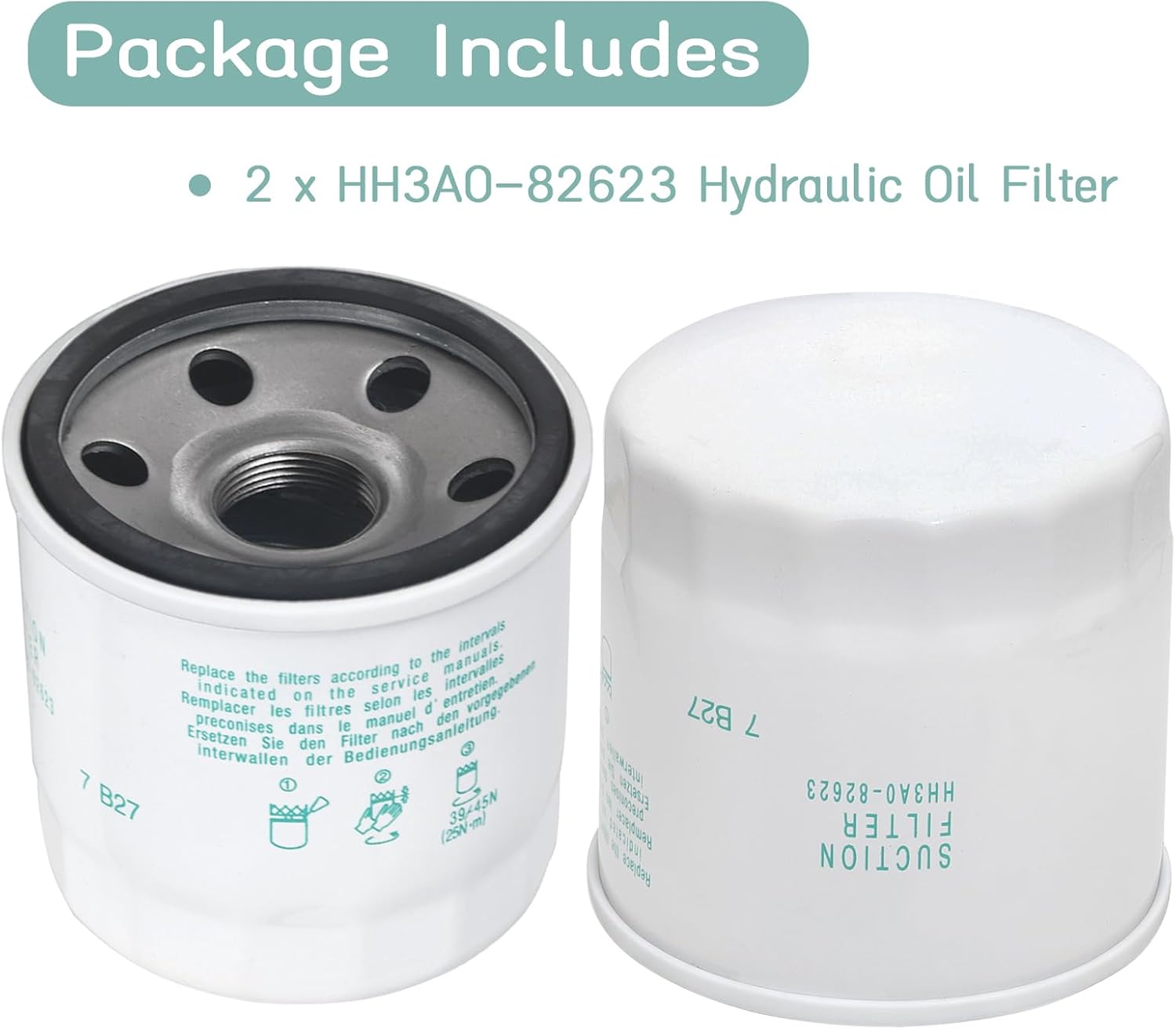 2 Pack Hydraulic Oil Filter HH3A0-82623 Compatible with Kubota L2501 L2800 L3200 L3301 L3800 L3901 M6040 M8200 M8540 L/M Series, Replaces 3A431-82620 3A431-82623 TC422-82620