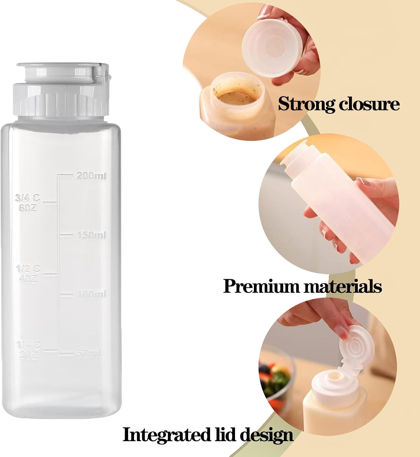 6 Pack 8oz Squeeze Bottles, Inverted Condiment Bottles with Flip Top Silicone X Valve, BPA-Free Translucent Salad Dressing Sauce Dispenser for Ketchup Hot Sauce Oil Liquid