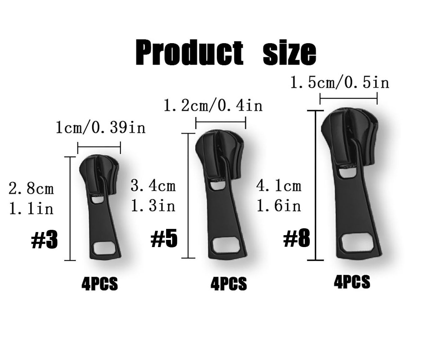 Rits reparatieset, 12 stuks ritssluitingen, vervanging