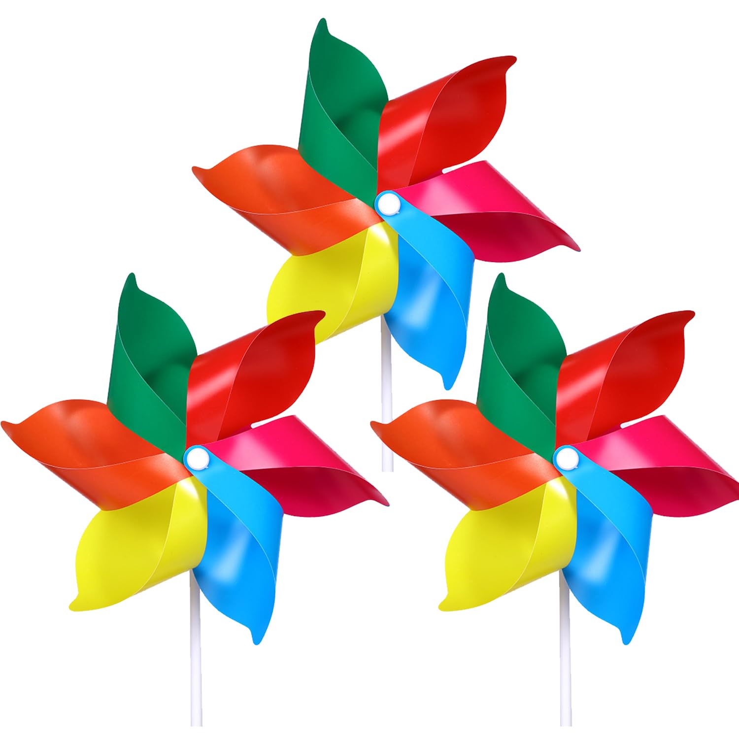 HAICN 24Pcs Plastic Rainbow Pinwheel 6 Leaves Pinwheels Colorful Wind Spinners Lawn Garden DIY Windmill for Fun Carnival Party Decor Children Toys - Image 2