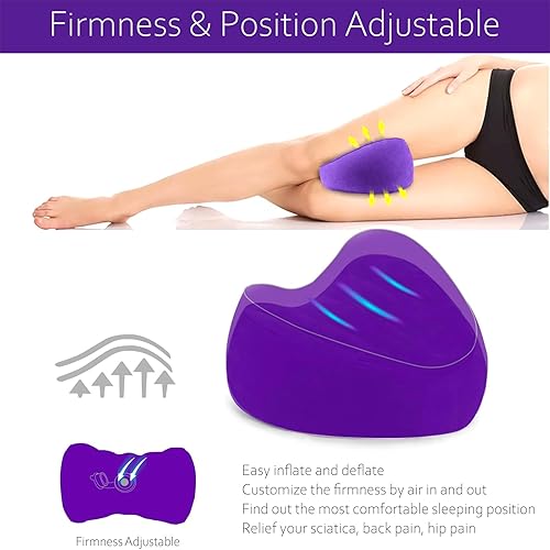 Miniatura 3 de Almohada de rodilla para dormir de lado, almohada de pierna para dormir de lado, tela suave de terciopelo, almohada de viaje inflable para soporte