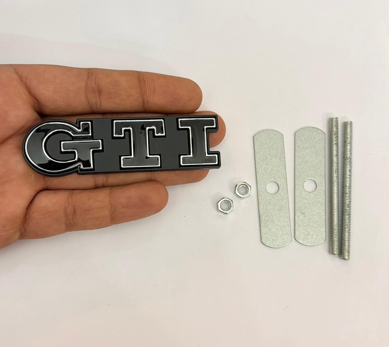 Car Bike Black GT-I 3D Metal Grill Logo (9cmx2.5cm) 3D Badge Emblem Auto Racing Sports Sticker for All Cars Car Decor & Attractive GT-I