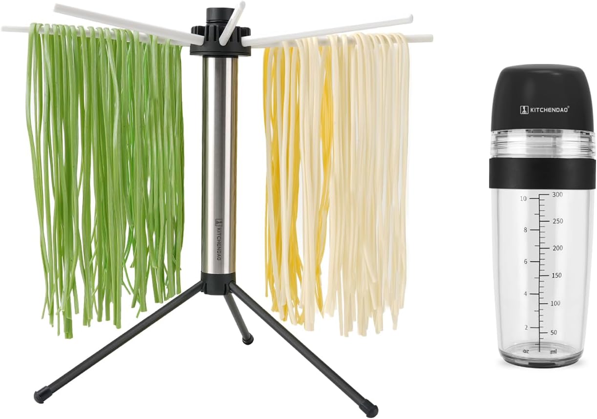 KITCHENDAO Collapsible Pasta Drying Rack and 2 in 1 Salad Dressing