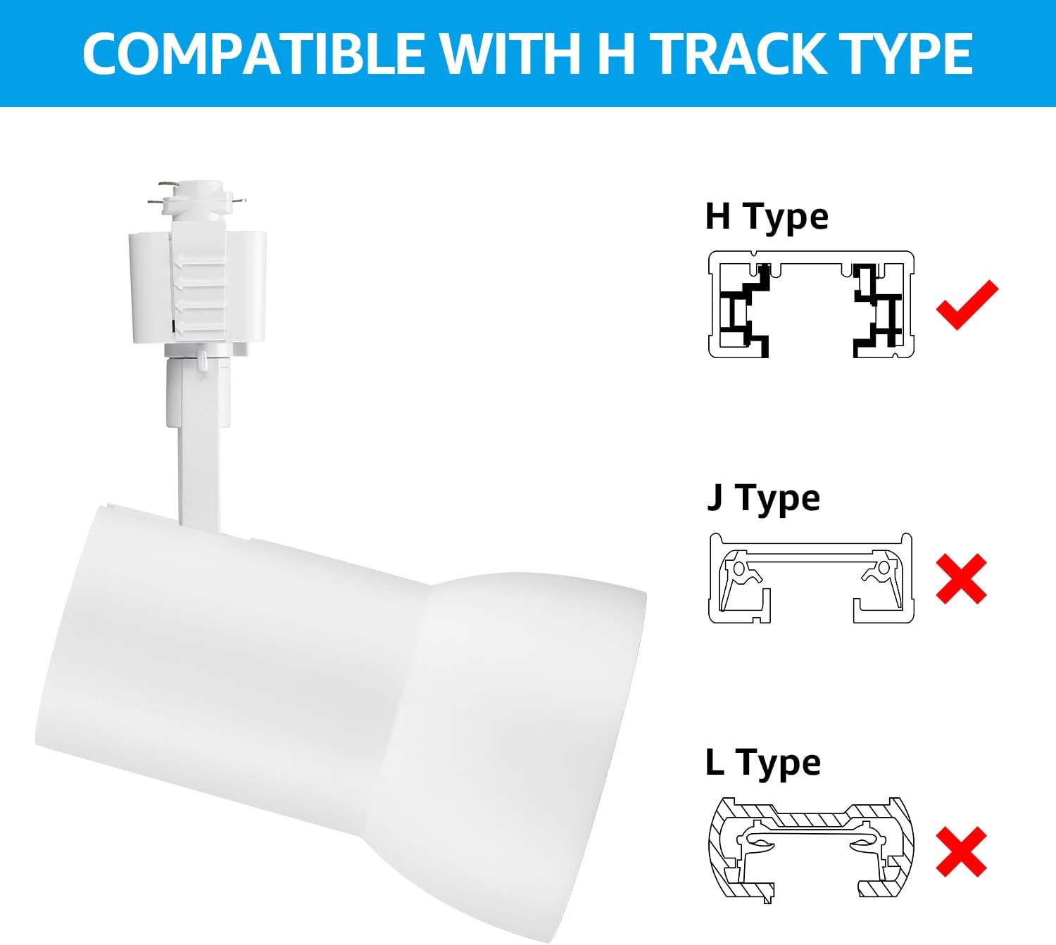 LEONLITE LED Track Lighting Heads 18W Dimmable, 1400LM CRI90, Single Circuit H Track Lighting Heads for Accent Retail Kitchen Artwork, Aluminum, ETL & ES Listed, 4000K Cool White, White, Pack of 4