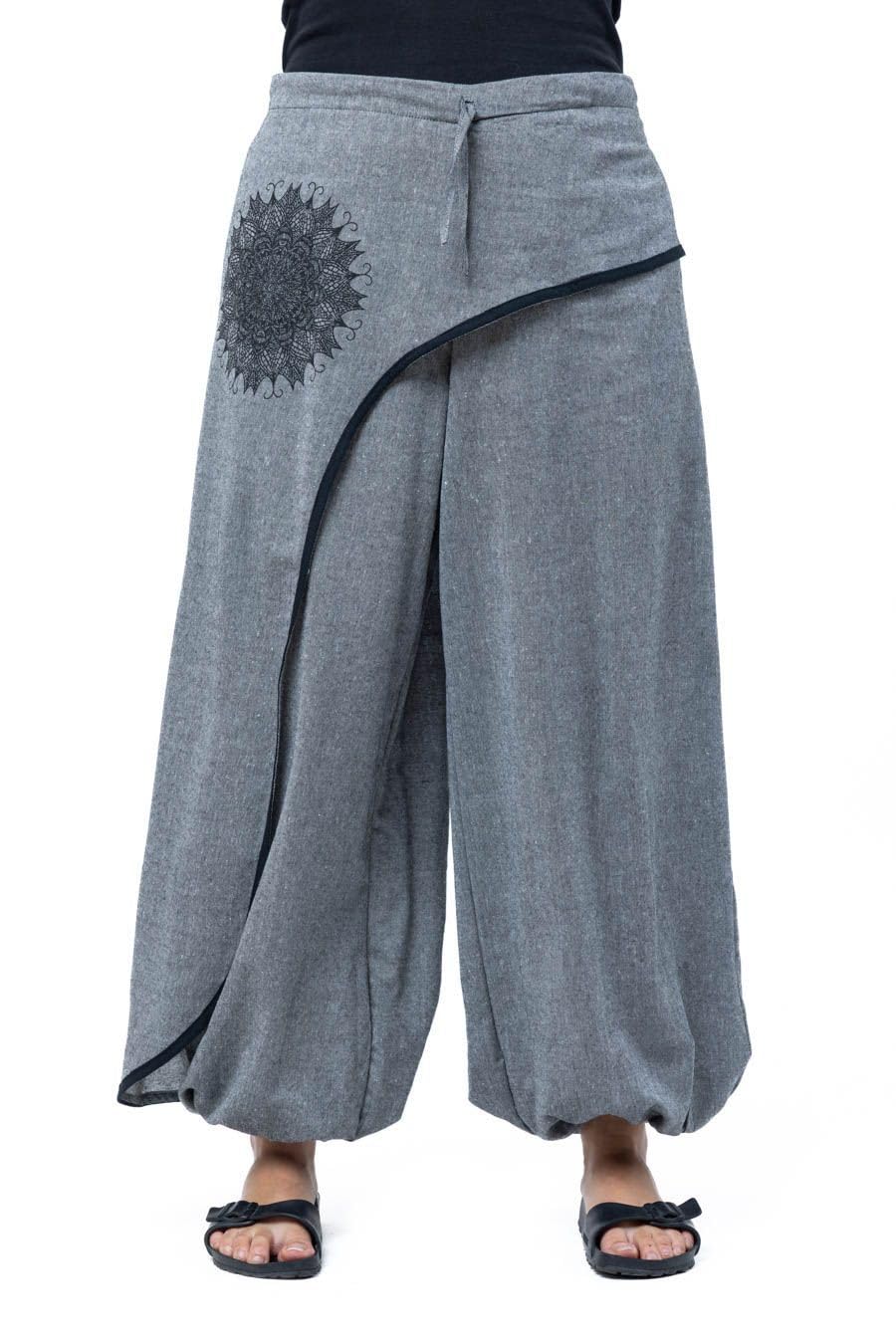 Pantalon Ethnique Unisexe Yoginight en Coton Gris Ajustable - 6