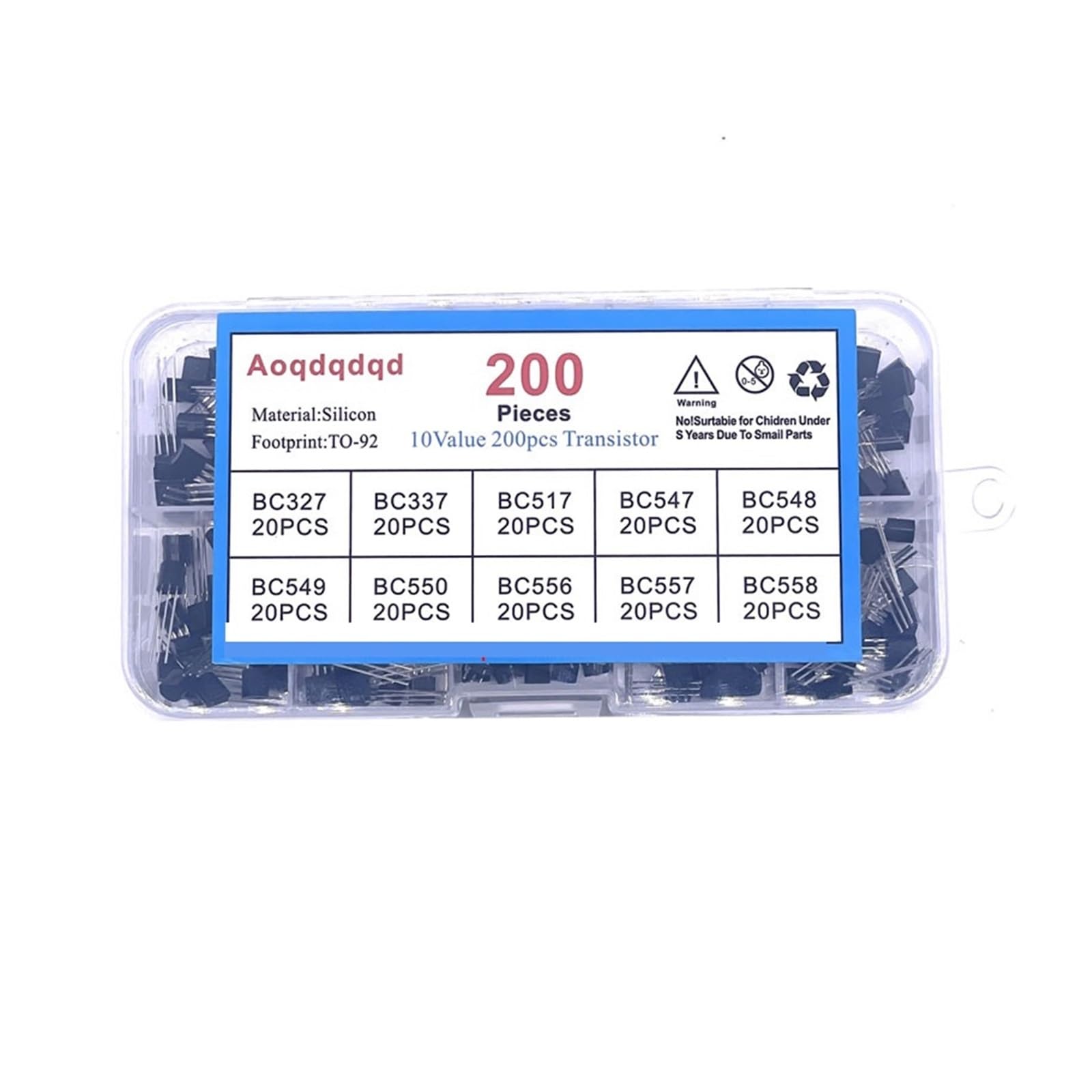200PCS TO-92 Series Transistor Set 20pcs of each of 10 sizes BC327 BC337 BC517 BC547 BC548 BC549 BC550 BC556 BC557 BC558(24Values-480pcs)