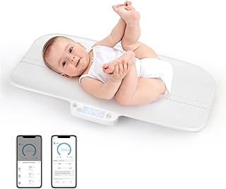 LIFEZEAL Babywaage mit Bluetooth, Elektrische Waage mit Touch-Funktion, Digitalwaage mit gebogener Oberfläche, Säuglingswaage für Haustiere, Küche, 60 x 30 cm