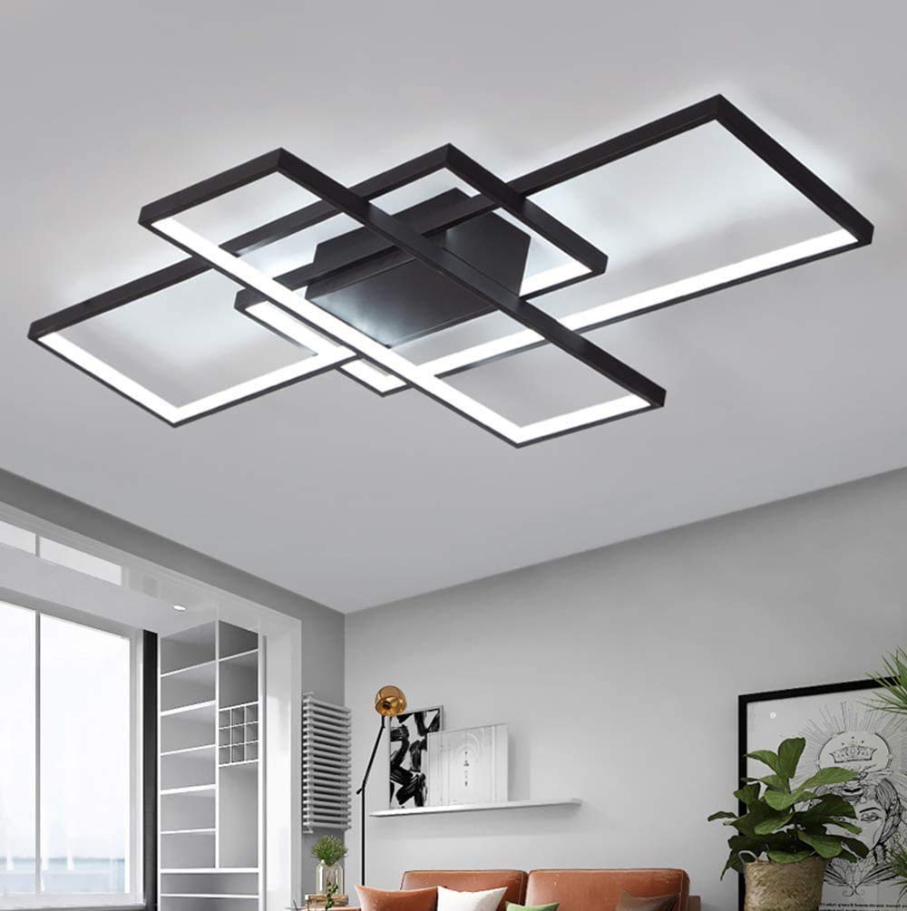 Plafonnier LED dimmable salon et chambre avec télécommande design rectangle - 8