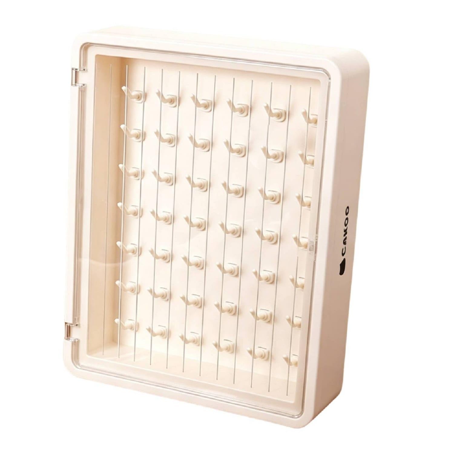 Transparent Door Wall-Mounted Piping Tip Container Vertical Slots Piping Tip Storage Box Dust-Protected, White-image-32