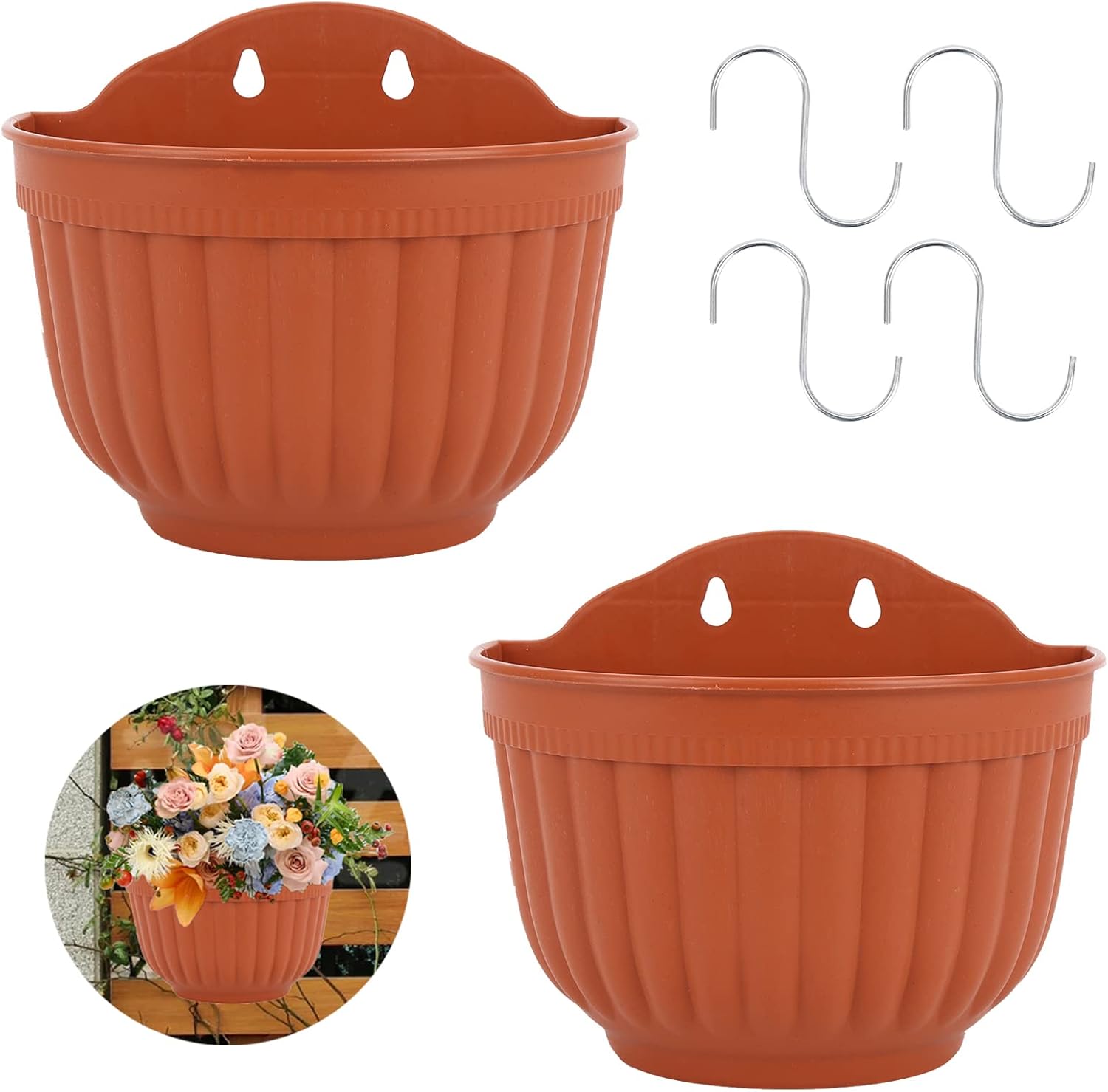 2 Set Hanging Planters, Garden Hanging Flower Pots Wall Mounted Hanging