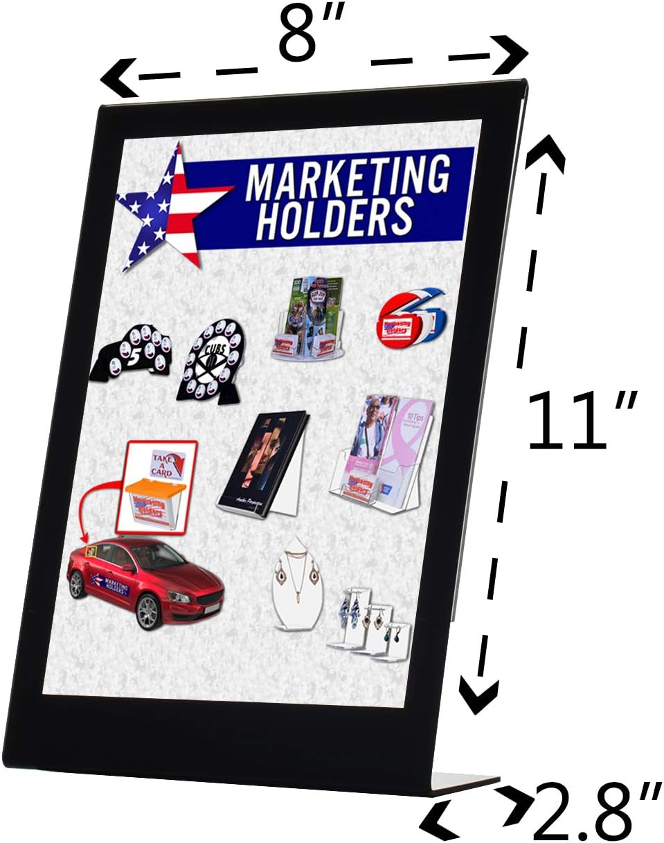 Marketing Holders 8.5"W x 11"H Black Border Literature Flyer Poster Frame Letter Notice Menu Pricing Deli Table Tent Countertop Expo Event Sign Holder Display Stand : Business And Store Sign Holders : Office Products