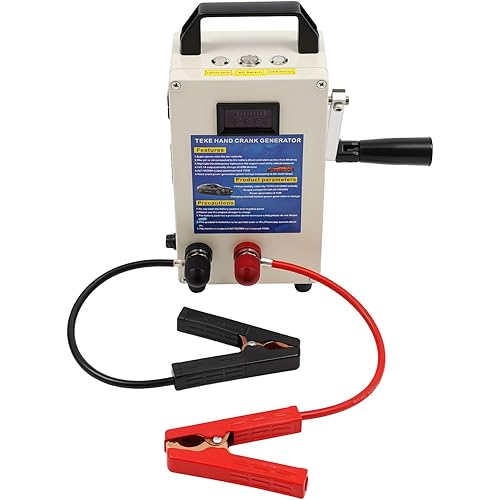 15600mAh Emergency Power Generator Hand Cranked Portable Hand Crank Generator with AC Outlet & Car Jump Starter for Camping, Outages