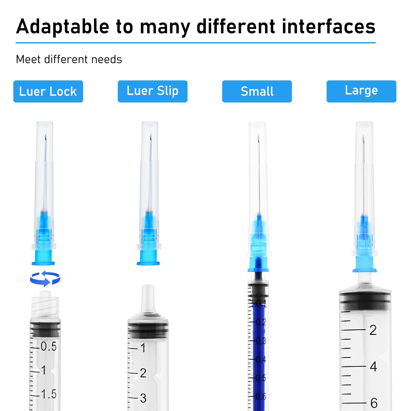 100 Pack 23G 1 pulgadas de laboratorio agujas, desechables Luer Lock Suministros estériles