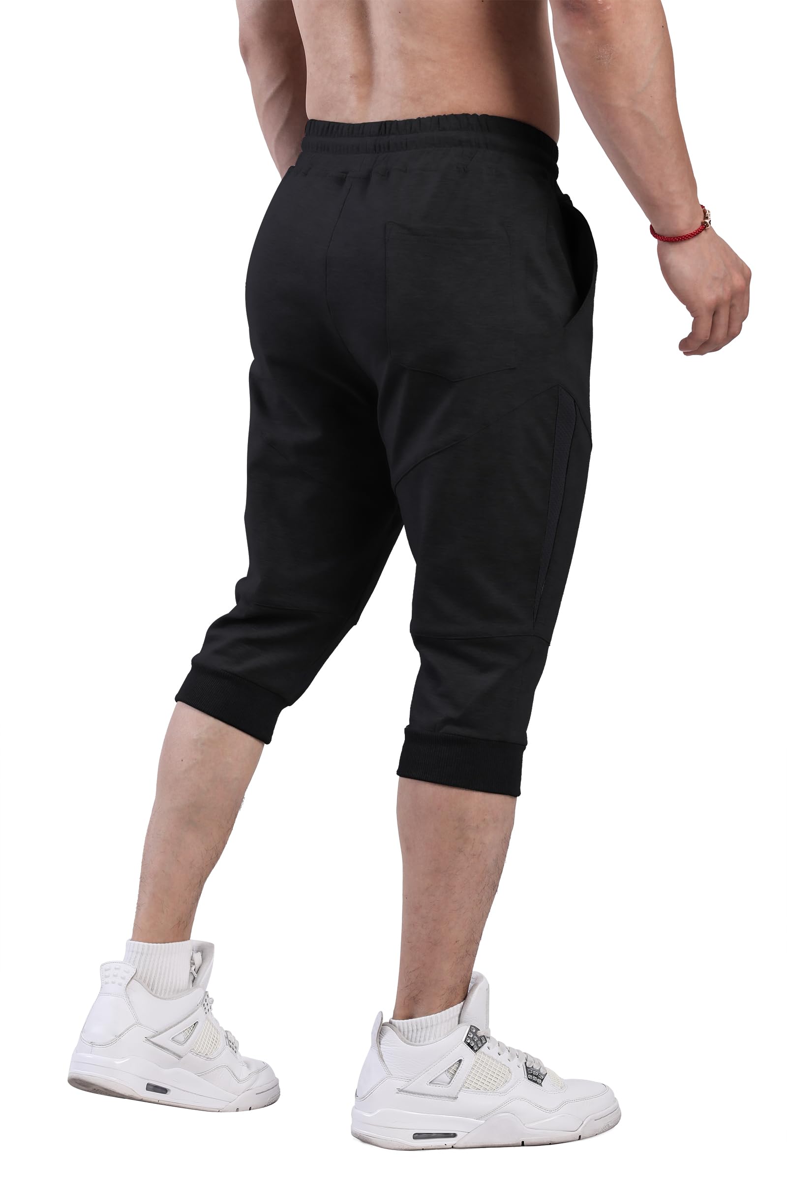 FIRSTGYM Casua Pantaloni da jogging da uomo a 3/4 affusolati per allenamento, palestra, pantaloni da jogging
