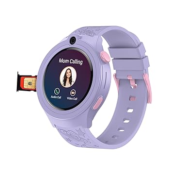 sekyo 'Mario' Kids Calling Watch with GPS | Precise & Real-time Location Tracking | 4G/5G Sim Card, Video Call | HD Camera, Pedometer, Games, Safe Zone, SOS, Smart Watch for Kids, Boys, Girls -Purple - image, photos