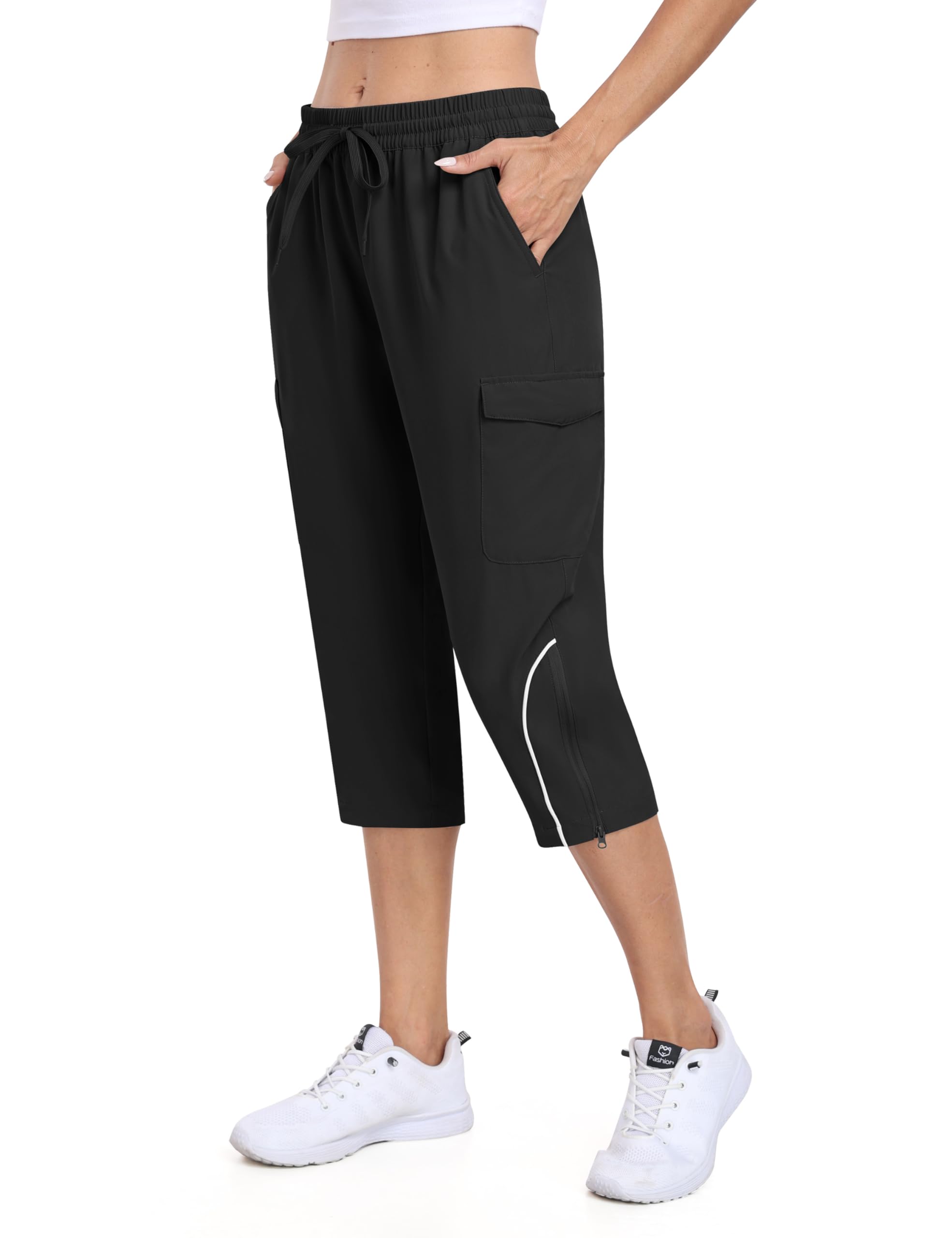 MoFiz Pantalones Cortos Cargo Mujer Capri Pantalones Ligero Elastico Verano Pantalon Hiking Deportivo para Senderismo Trekking con Bolsillos