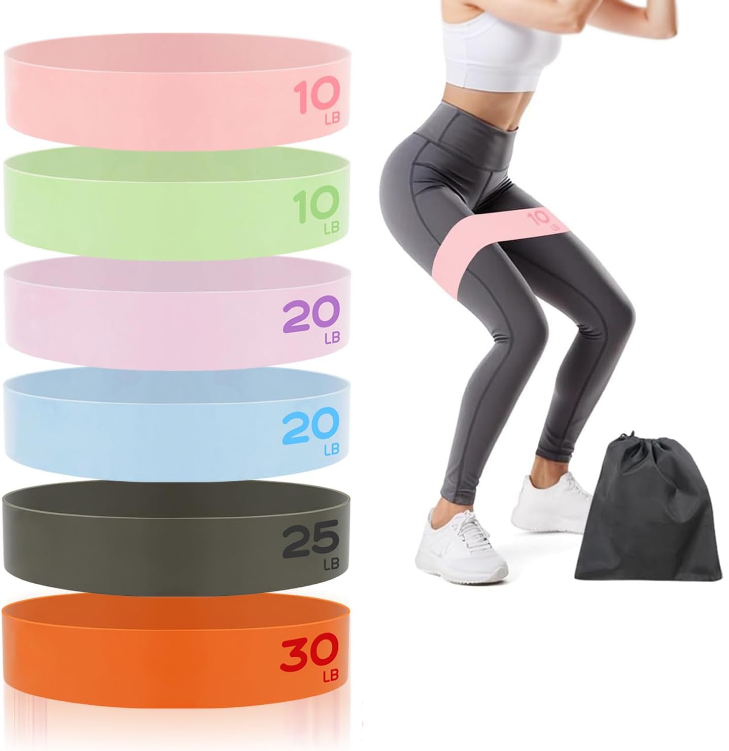 6 PCS Resistance Exercise Bands Set,Exercise Bands for Sport Workout,Non Slip Stretching Bands Elastic Fitness Body,Loop Exercise Bands for Workout, Stretching, Yoga, Pilates, Stretch Bands