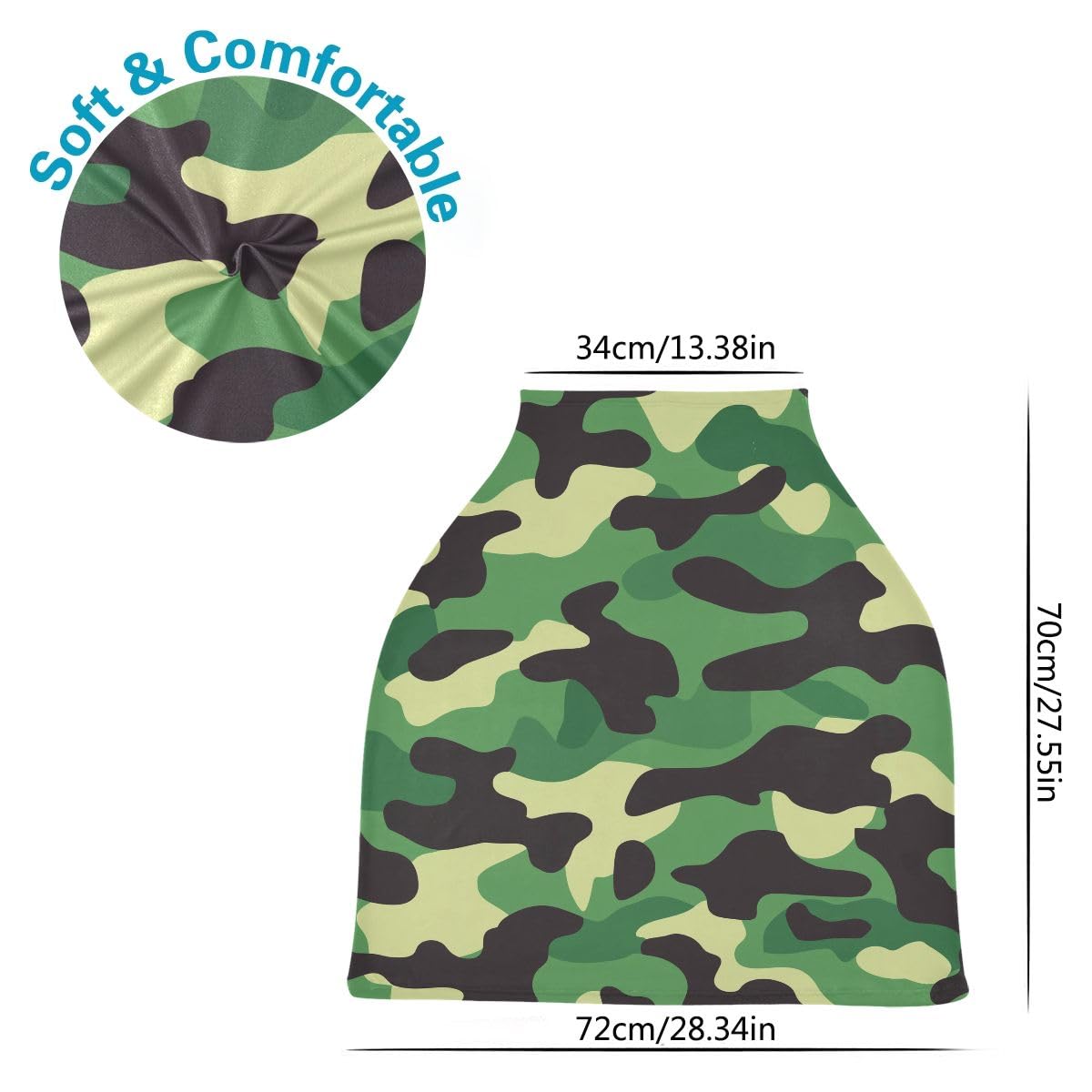 Baby Car Seat Canopy Covers Nursing Cover Stretchy Boys Girls Green Camouflage Carrier Cover Breastfeeding Cover Breathable