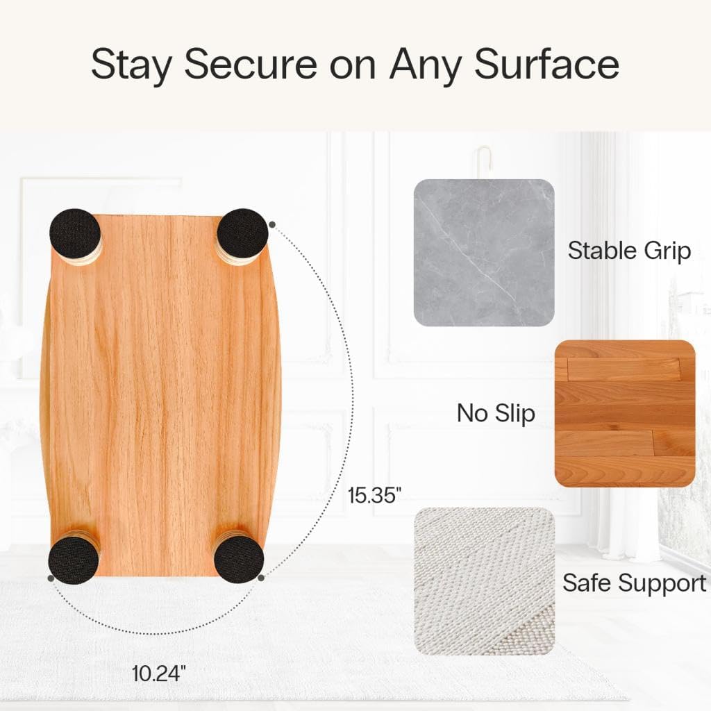 StrongTek Sgabello Poggiapiedi Ergonomico in Legno Regolabile | Poggiapiedi durevole e regolabile in altezza per sotto la scrivania, dotato di superficie antiscivolo per uso quotidiano