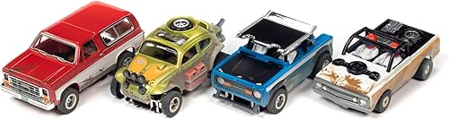 Miniatura 5 de Auto World Thunderjet 1970 Chevrolet Baja Blazer - Coche con ranura para coche, color marrón y blanco