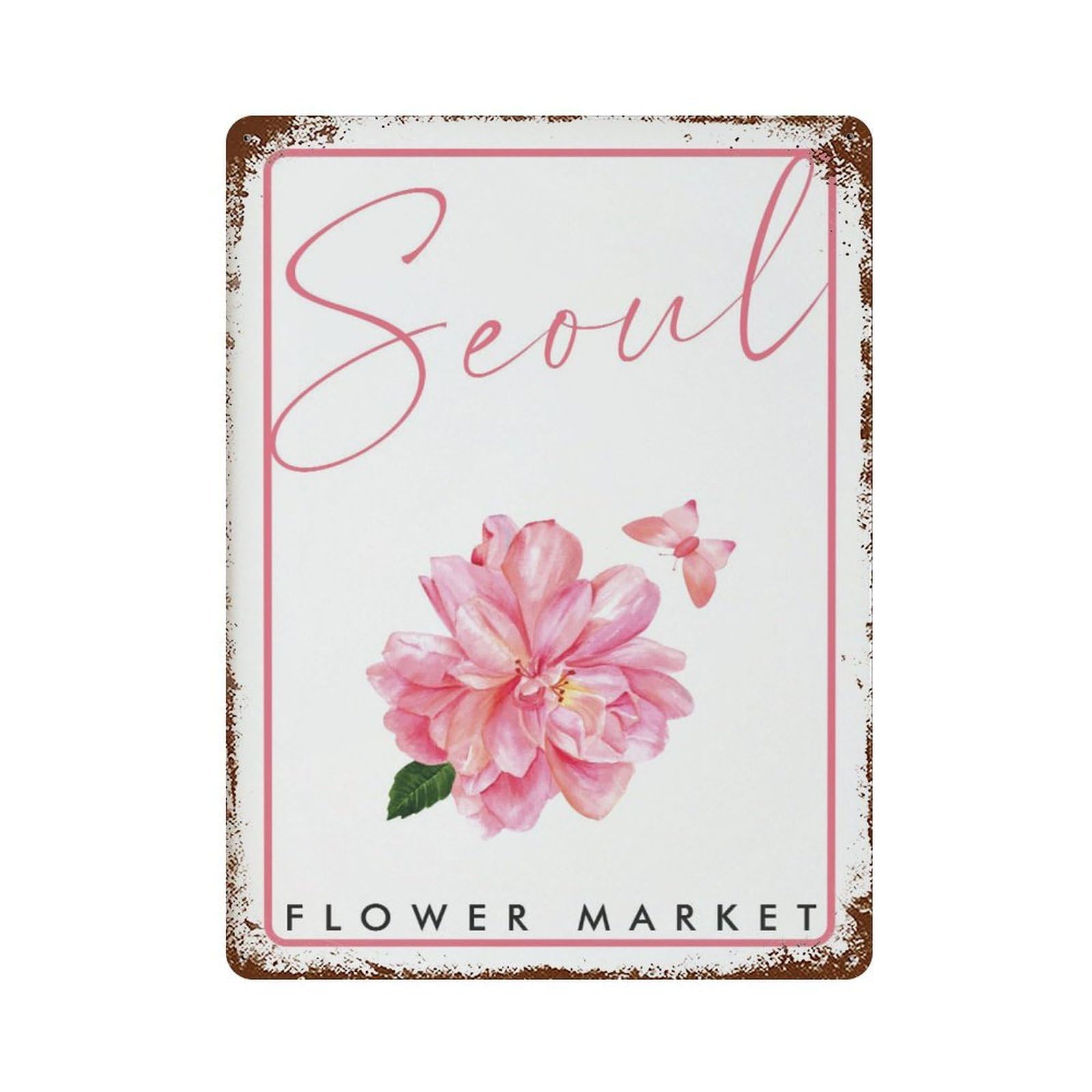 xiaoxiaoshen Flower Market Seoul, Vintage Floral Florist Gift, Spring Decor Wall Decor Art Metal Tin Poster Modern Home Decor Art Home Bar Shop Decorations Vintage Sign 40x30cm