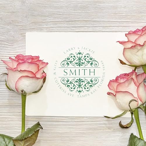 Miniatura 4 de Royal Weiss - Sello de dirección autoentintado, regalo único, papelería personalizada, regalo de cliente, diseño redondo, tamaño de impresión de