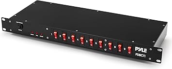 Pyle 15 Amp Power Strip, 9 Outlet Power Strip with 6ft Cord for Power Supply, 1800J Surge Protection, Noise Filter, LED Indicators, Flat Plug, 1U Steel Chassis, Rack Mount Design
