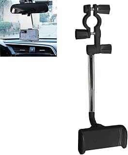 حامل موبايل لمراية الصالون بزاوية 360 درجة، حامل موبايل شامل للسيارة، حامل موبايل اسطواني لمراية صالون السيارة وحامل نظام تحديد المواقع GPS لموبايل 4-6.1 بوصة (اسود)