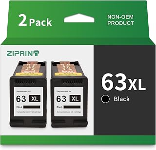 ZIPRINT 63XL Remanufactured Ink Cartridge Replacement for HP Ink 63 63XL Black Ink Cartridge for OfficeJet 3830 5255 5258 Envy 4512 4520 DeskJet 1112 1110 2130 3630 3632 3634 Printer (Black, 2-Pack)