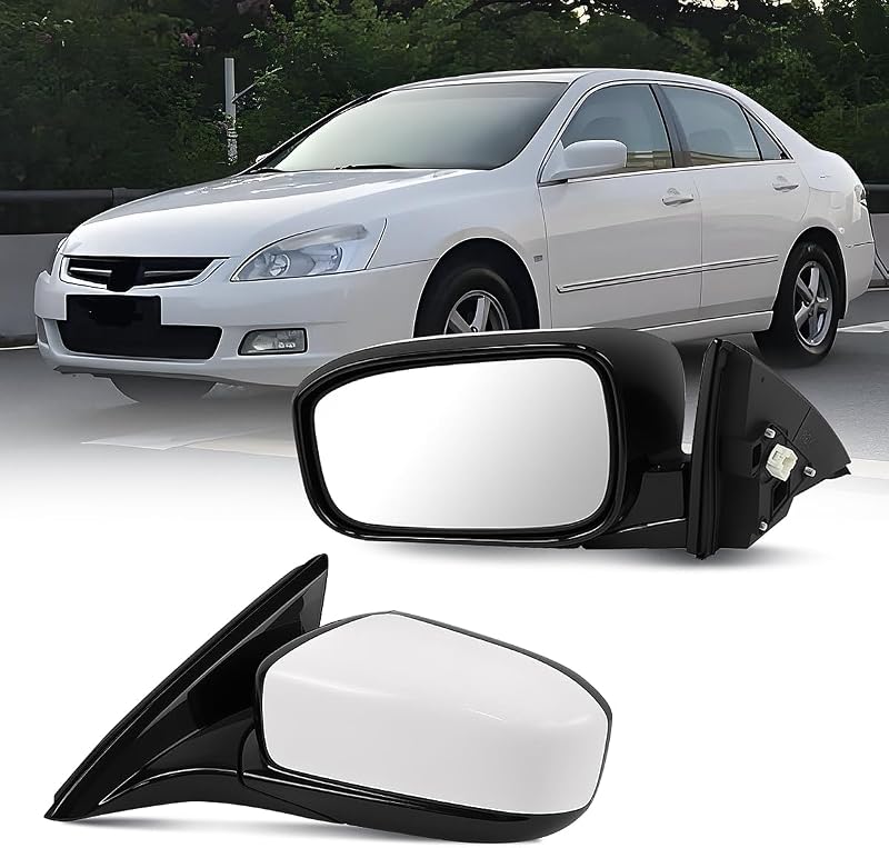 Retrovisor externo direito HPEVA com vidro elétrico para Honda Accord LX EX 2003 a 2007 – Branco