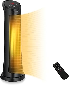 PETSITE Space Heater, 1500W PTC Ceramic Portable Electric Heater with Thermostat, 3 Modes and 24H Timer, Remote Control, Overheating & Tip-Over Protection