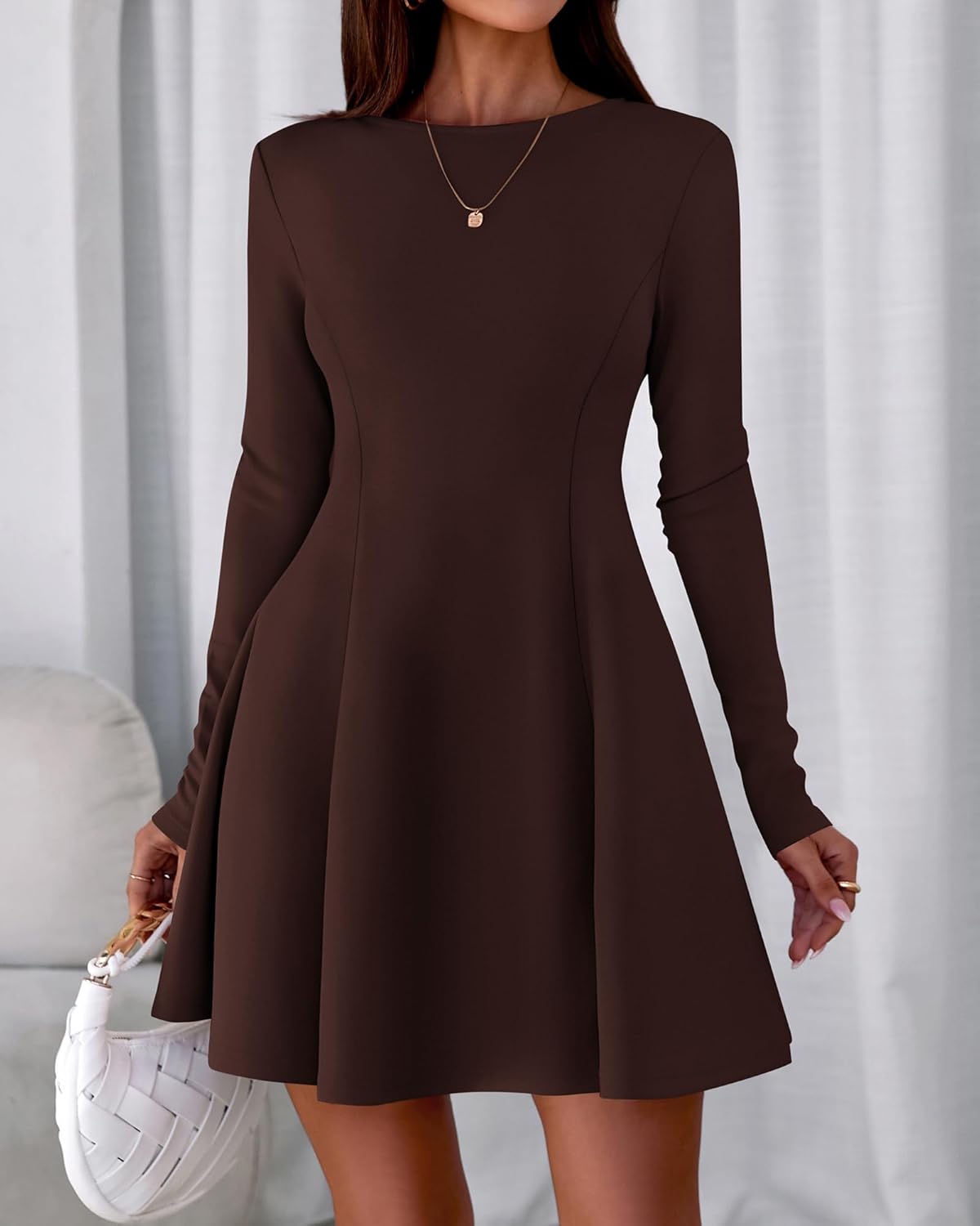 BTFBM Fall Dresses for Women 2026 Elegant Classy Flowy A Line Long Sleeve Business Homecoming Cocktail Sweater Dress - Image 8