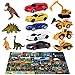 Produktbild Joyjoz Dinosaurier Spielzeug Auto Kinder Geschenk 40 Stück- 9 Spielzeugautos, 12 Dinosaurier, 18 Verkehrsschilder mit Aufbewahrungsbox und Spielteppich(1*1.3m)
