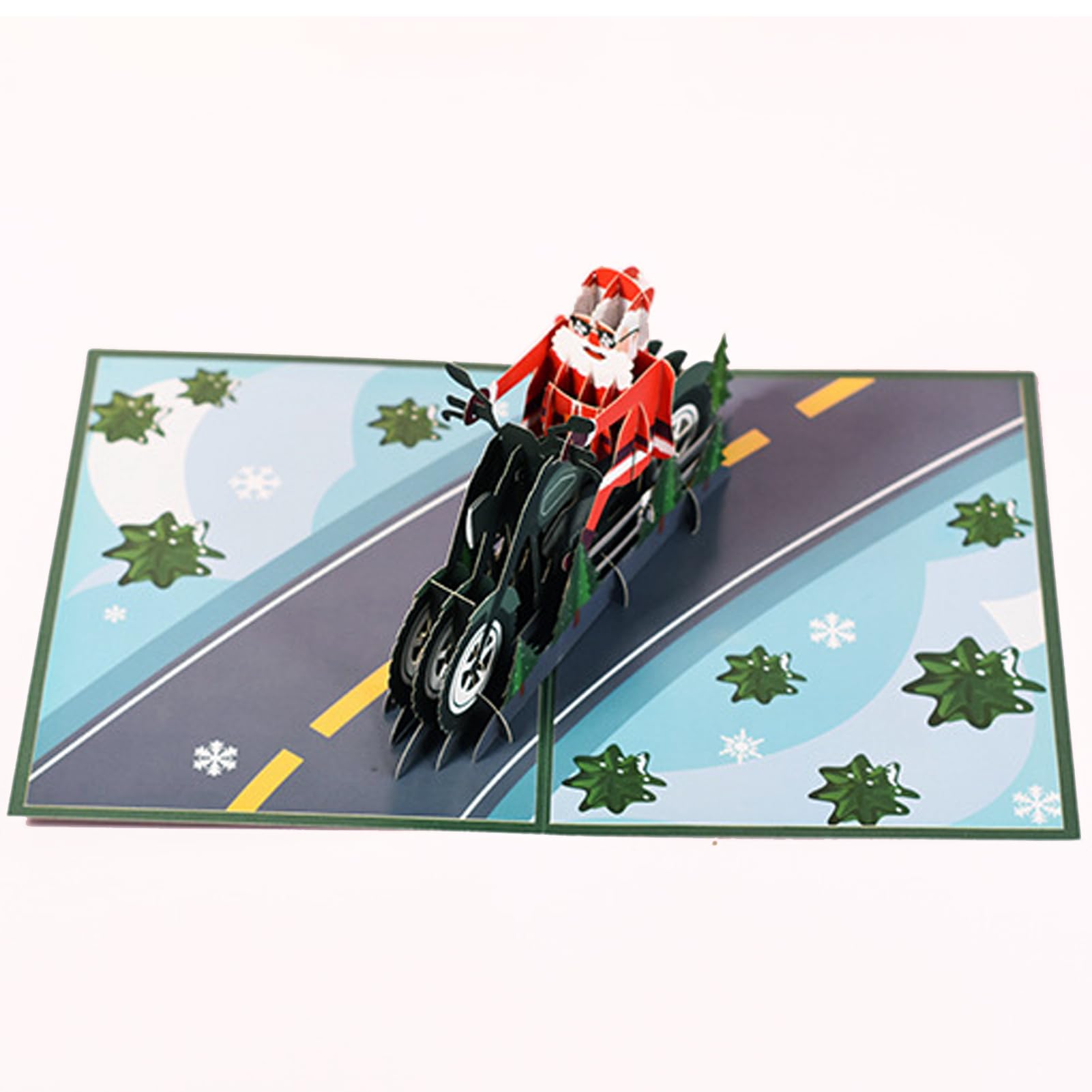Fassory 3D Pop Up Christmas Card, Santa Riding Motorcycle Card - Image 2