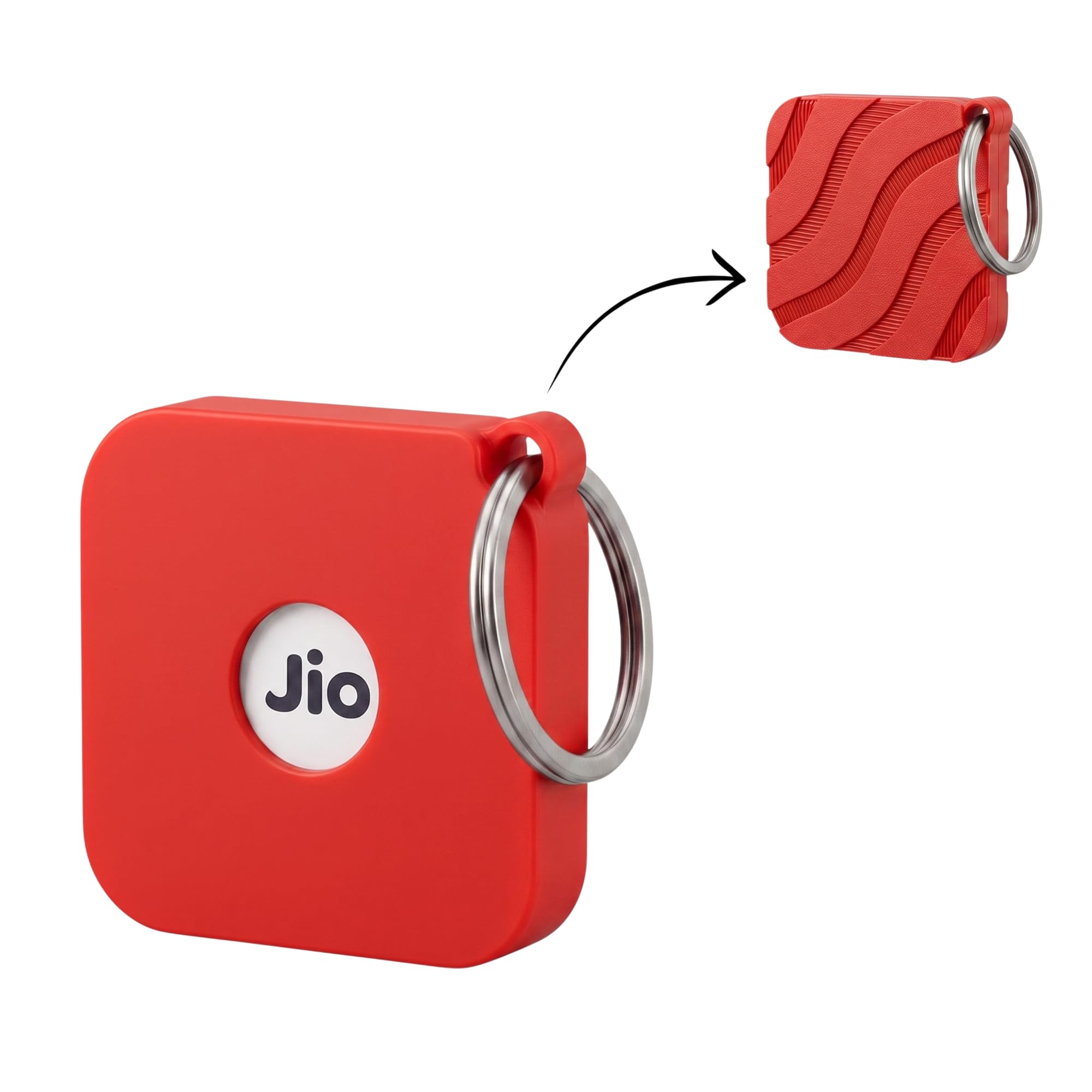 Protective Case for JioTag with Keychain | Shockproof Cover & Anti-Lost Holder for Keys, Bags, Luggage & Pets, Red, 2-image-21