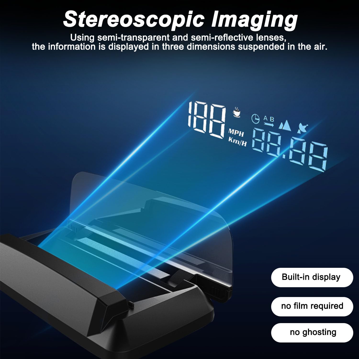 Head Up Display Auto HUD para Lamborghini Jalpa 1981–1988, Velocímetro Digital HUD con GPS y Chip Dual, Pantalla 3D en Parabrisas, Display Multifunción Velocidad