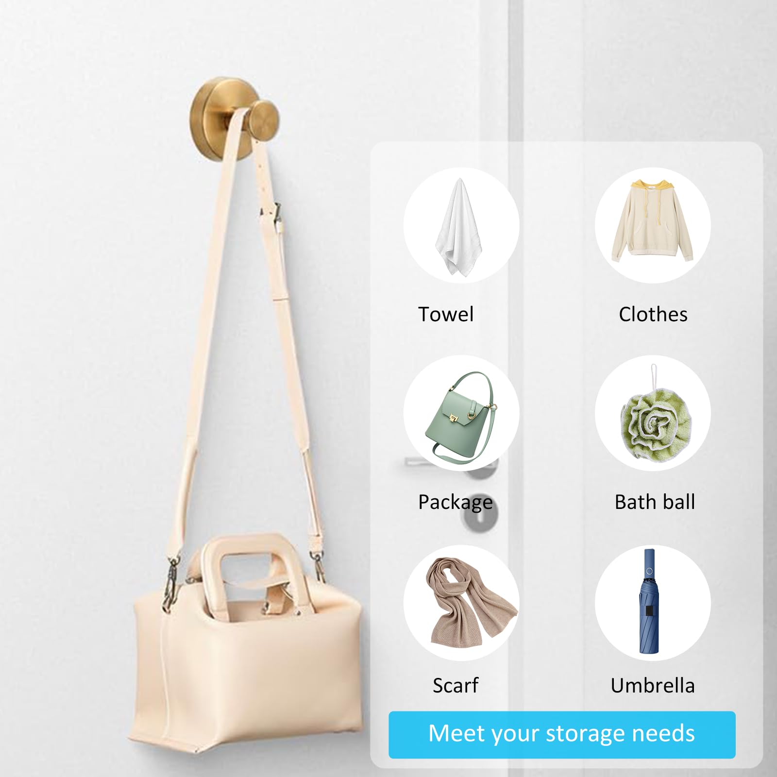 Benksaas Luxe Hold No-Drill Hooks, 2024 New Waterproof Suction Cup, Stainless Steel Vacuum for Shower, Bathroom, Kitchen, Glass Door, Mirror, Hanging Towels (Black, 4 PCS)