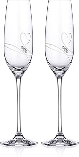 Sponsored Ad – DIAMANTE Champagne Flutes Prosecco Glasses Pair with ‘Romance ’ Hand Cut Design Embellished with Crystals w...