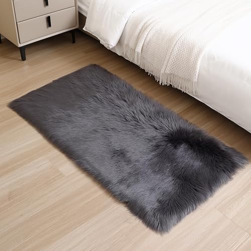 Miniatura 213 de Alfombra de piel sintética esponjosa de piel de oveja blanca, 4 x 6 pies, ultra suave, para dormitorio, mesita de noche, sala de estar, guardería