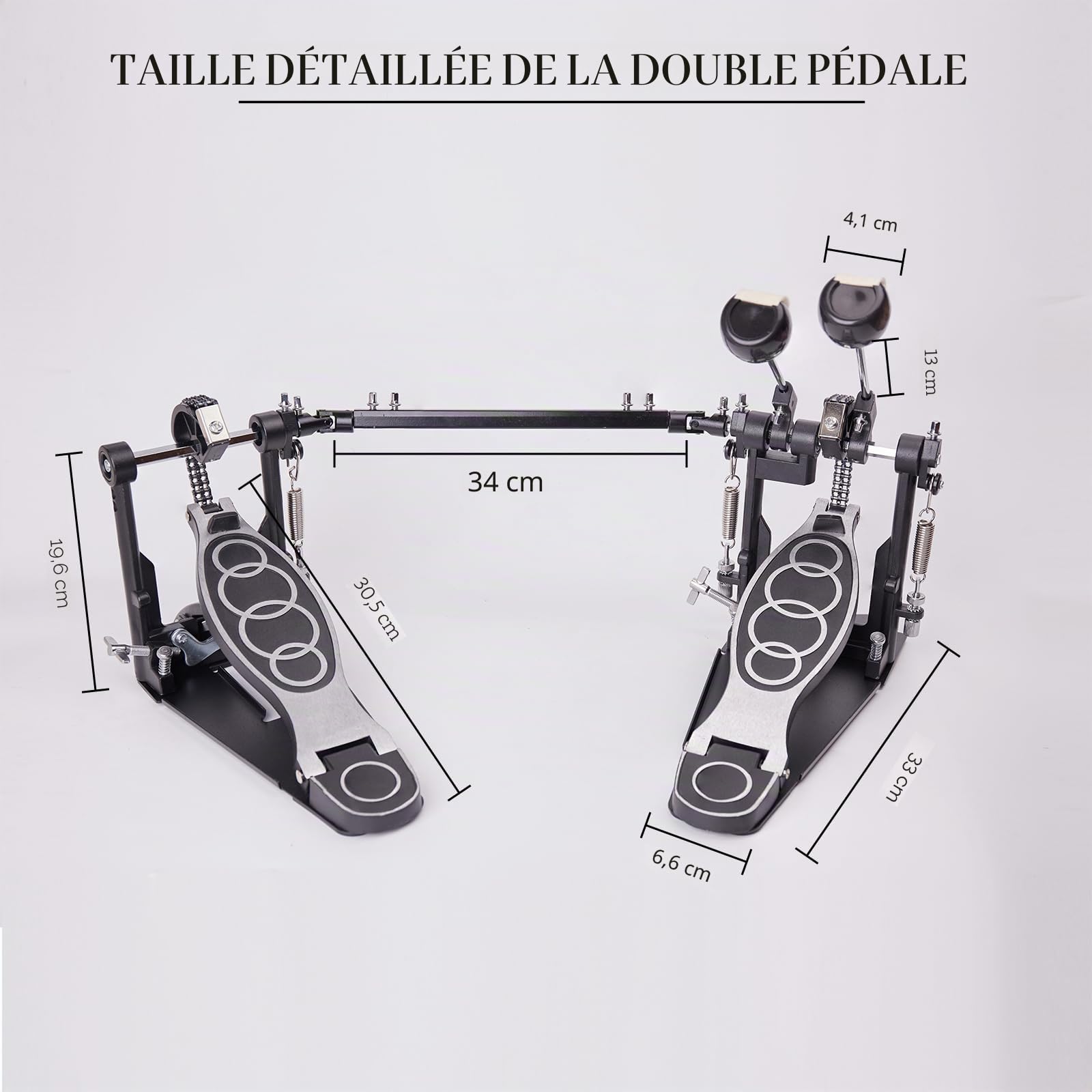 Double Pédales de Grosse Caisse avec Double Chaîne, Double Pédale，Accessoires de Percussion Professionnels