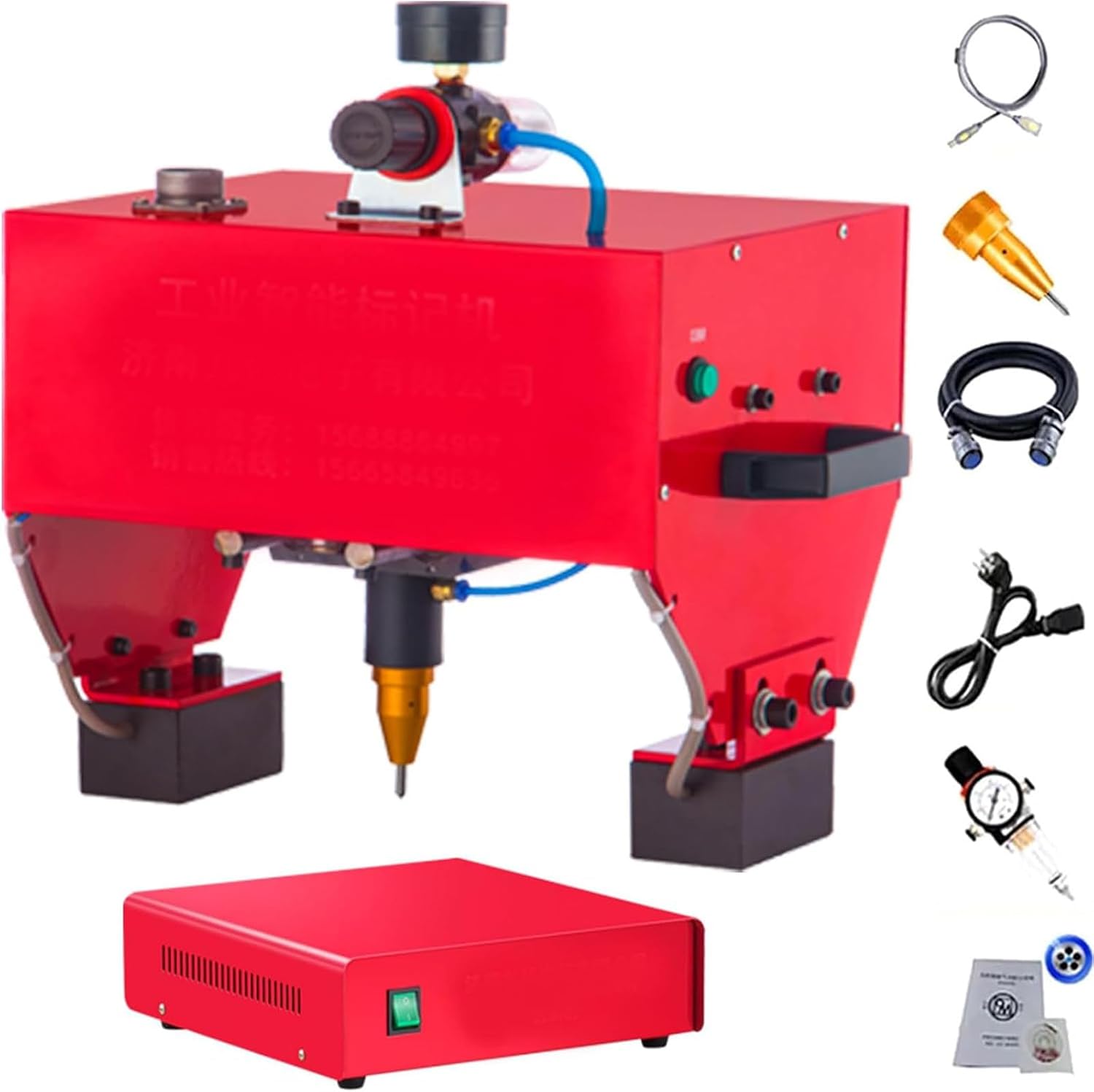 Portable Marking Machine Metal Pneumatic,Handheld Pneumatic Dot Peen Metal Marking Engraving Machine,Depth: 0.01-1mm,for Vin Code,Number Letter TypeX