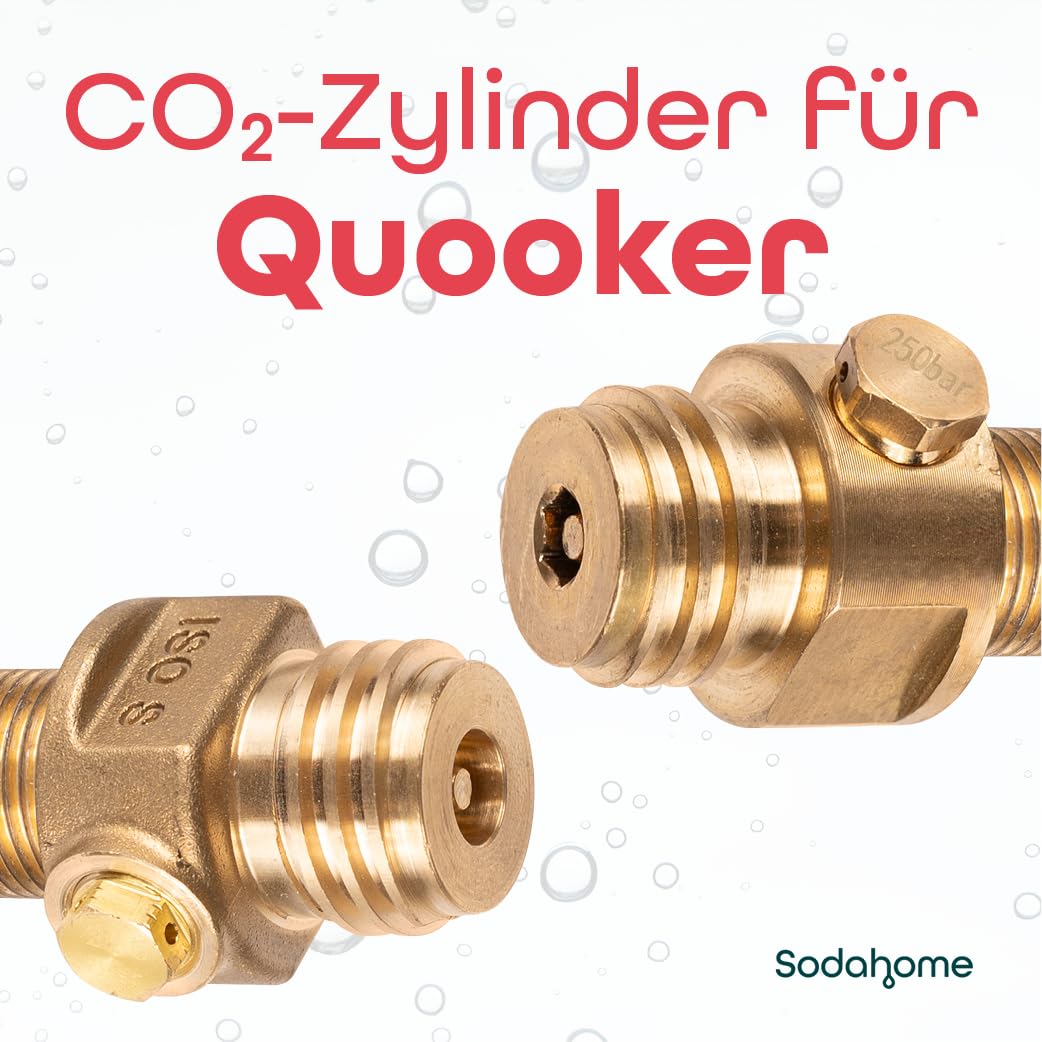 4x CO2 Zylinder für 60L Sprudelwasser - Kompatibel mit allen Quooker Geräten - Kohlensäure Zylinder zum Einschrauben für Sprudelwasser - geprüft & abgefüllt in Deutschland (4er Set)