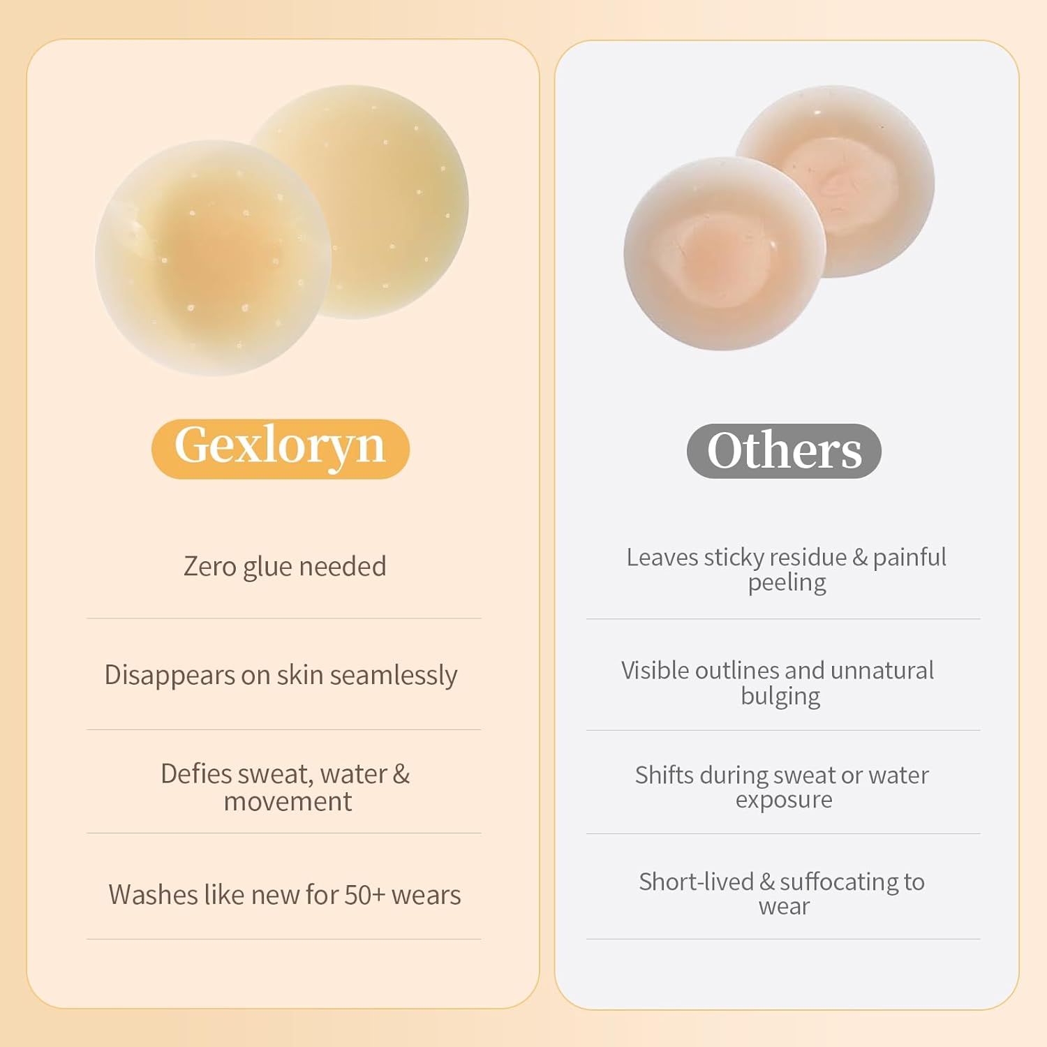 3 Pairs Reusable Nipple Covers for Women, Silicone Pasties, Invisible Sticky Bra for Wedding Dress with Box - Image 3