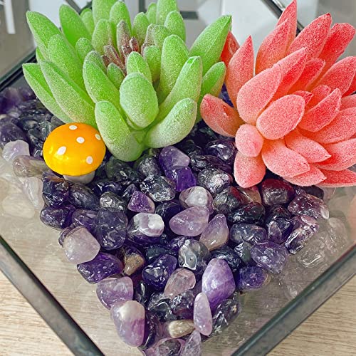 image for QINJIEJIE Amethyst Crystal Gravel Polished Chips Stones Pea Quartz 0.3